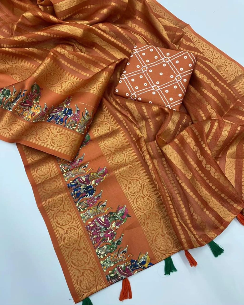 Orange Color Anupama Kota Doriya Digital Printed Saree