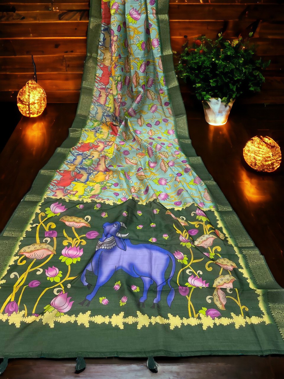 Multi color Dola Silk Digital Printed Saree