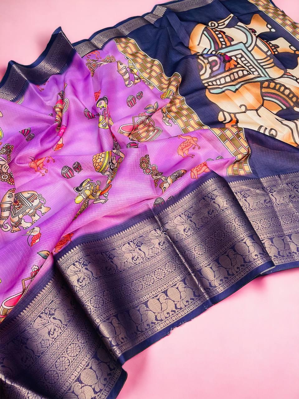 Multi Color Kota Digital Printed Saree