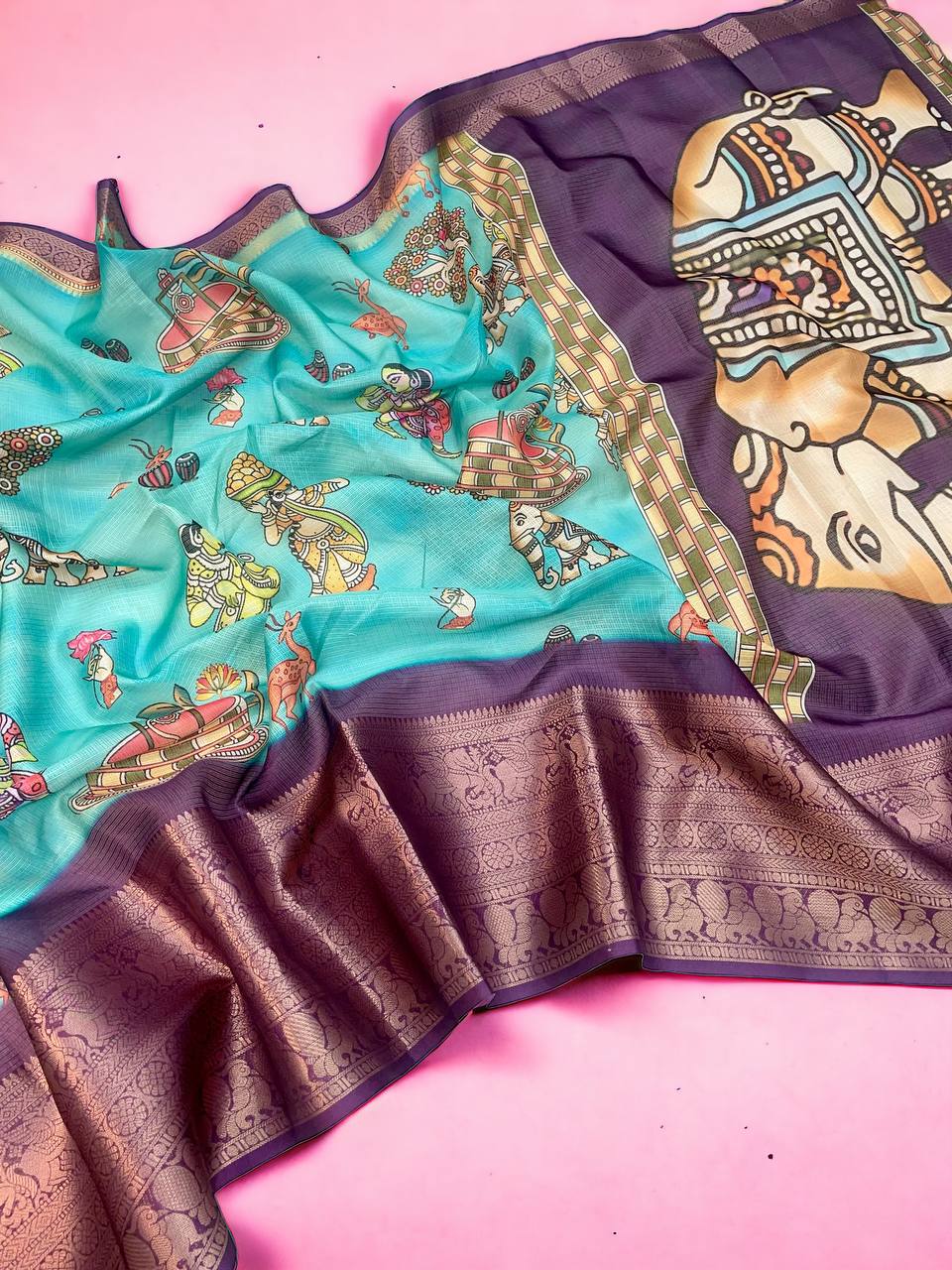 Multi Color Kota Digital Printed Saree
