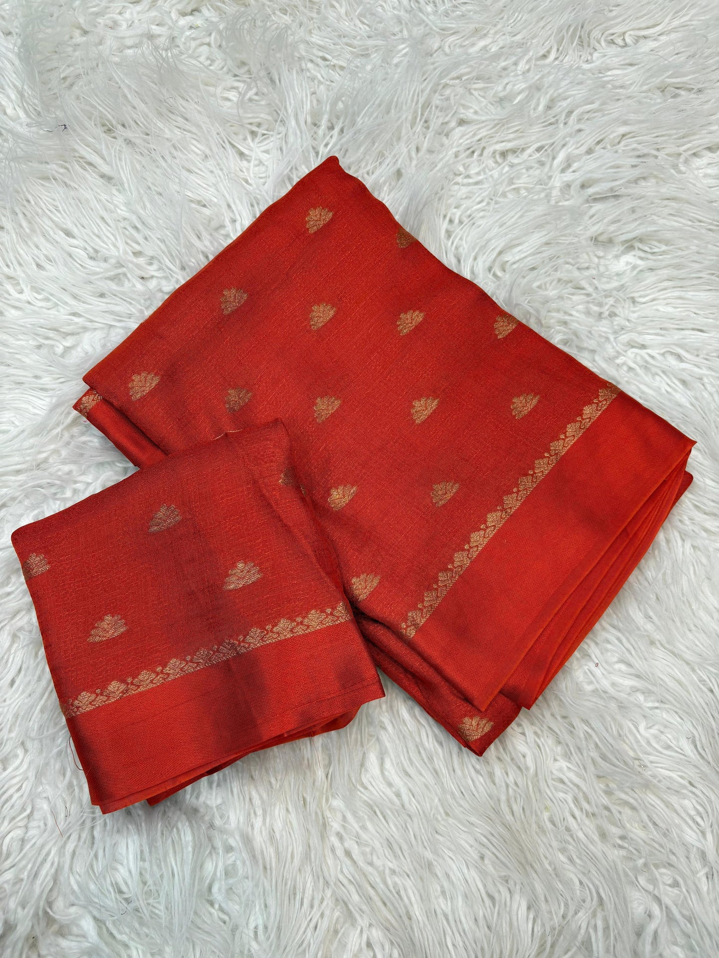 Zari Blossom Rust Orange Silk Saree