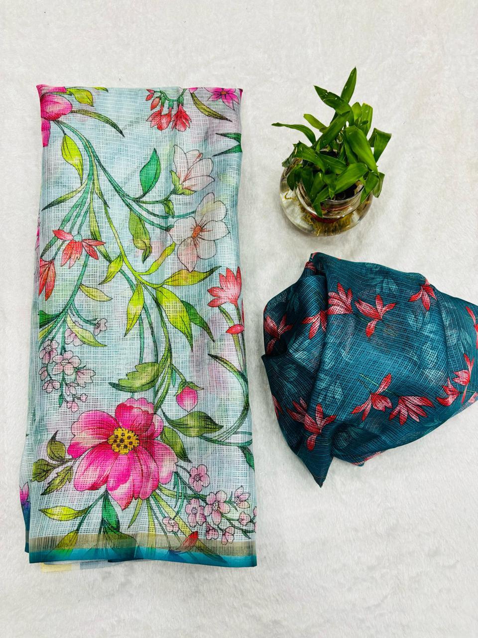 Flora Fest Green Designer Saree