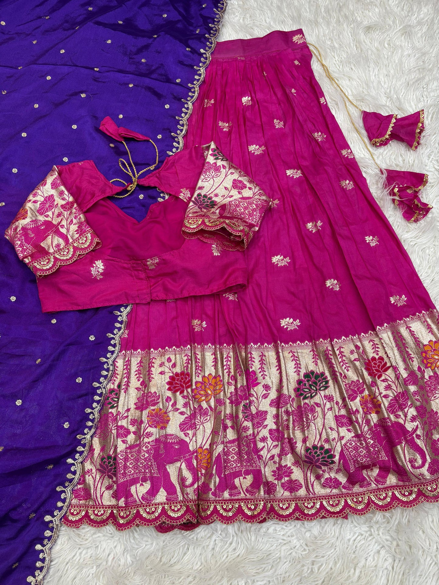 Rajkumari Elephant Parade Lehenga-Rani Purple
