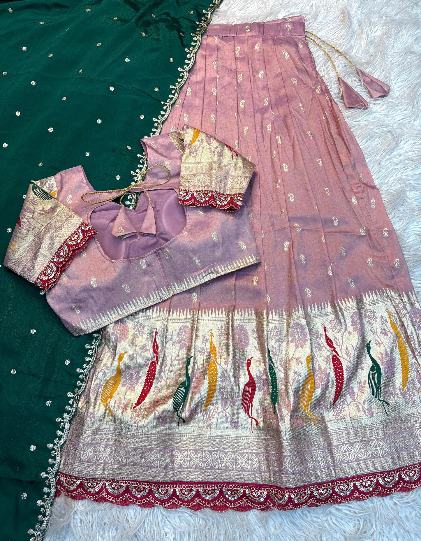 Morbagh Lavender-Green Zari Lehenga