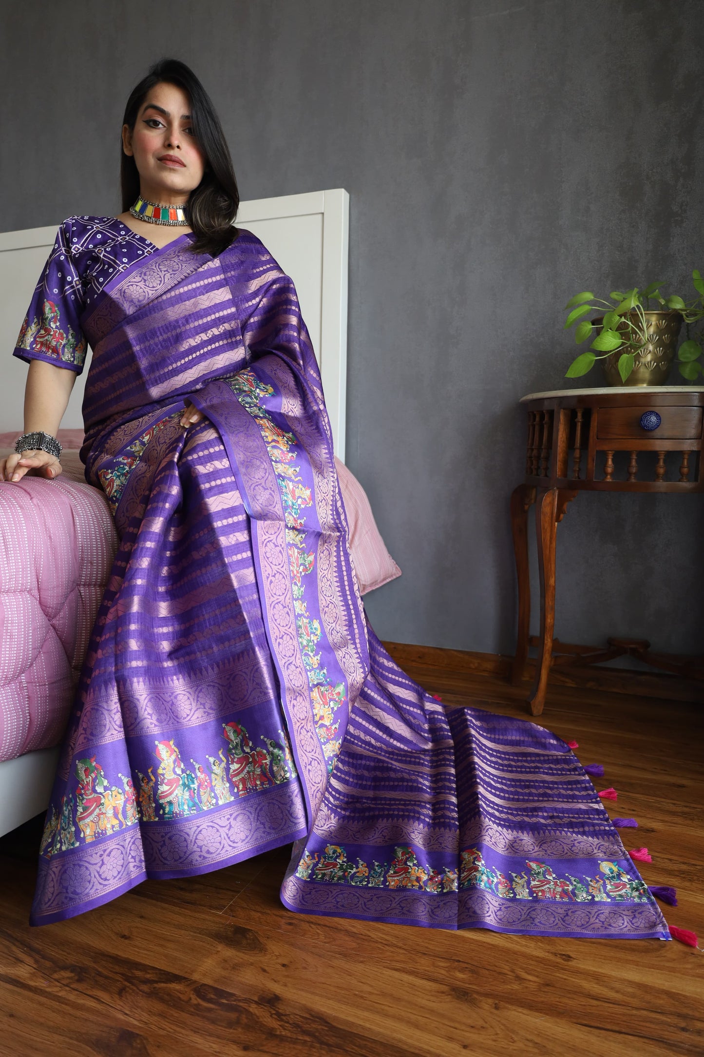 Purple Color Anupama Kota Doriya Digital Printed Saree