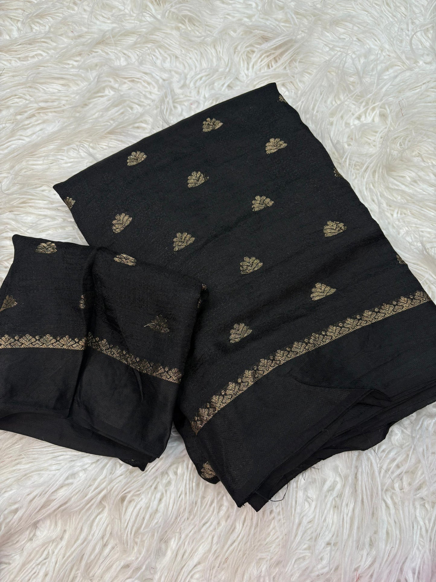 Zari Blossom Black Silk Saree
