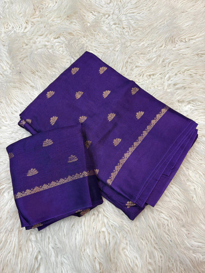 Zari Blossom Royal Purple Silk Saree