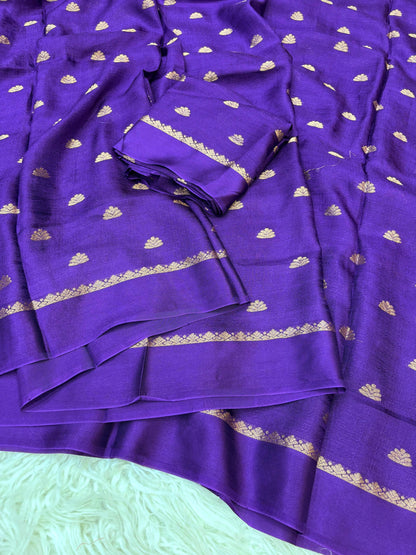 Zari Blossom Royal Purple Silk Saree