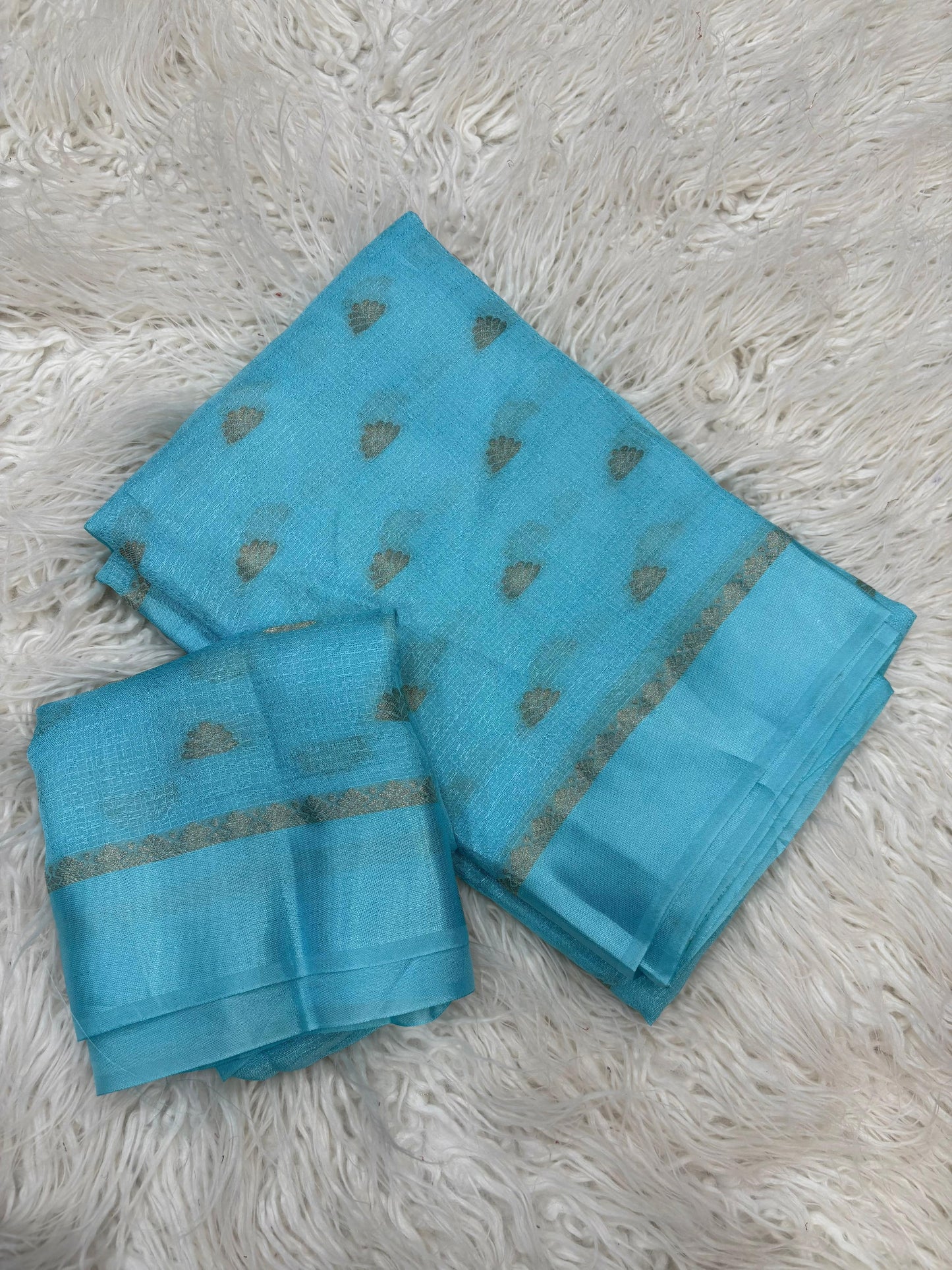 Zari Blossom Sky Color Silk Saree