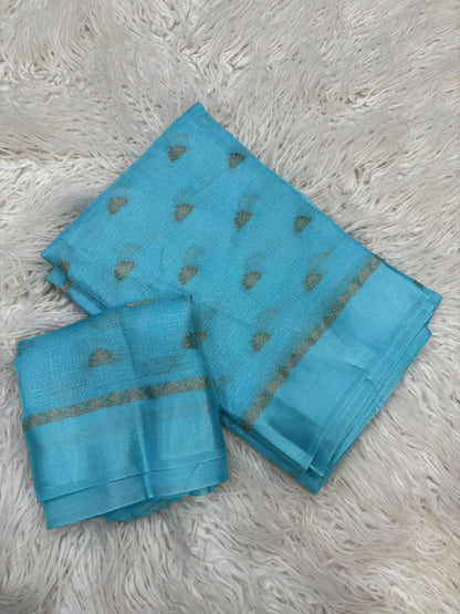 Zari Blossom Sky Color Silk Saree
