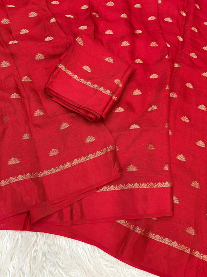 Zari Blossom Red Color Silk Saree