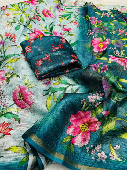 Flora Fest Green Designer Saree