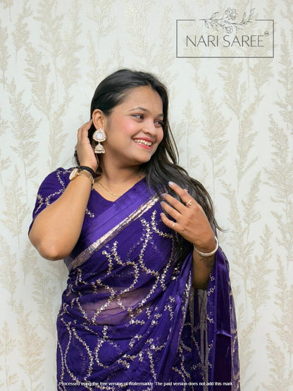 Saanvi - Purple Dream Sequin Saree