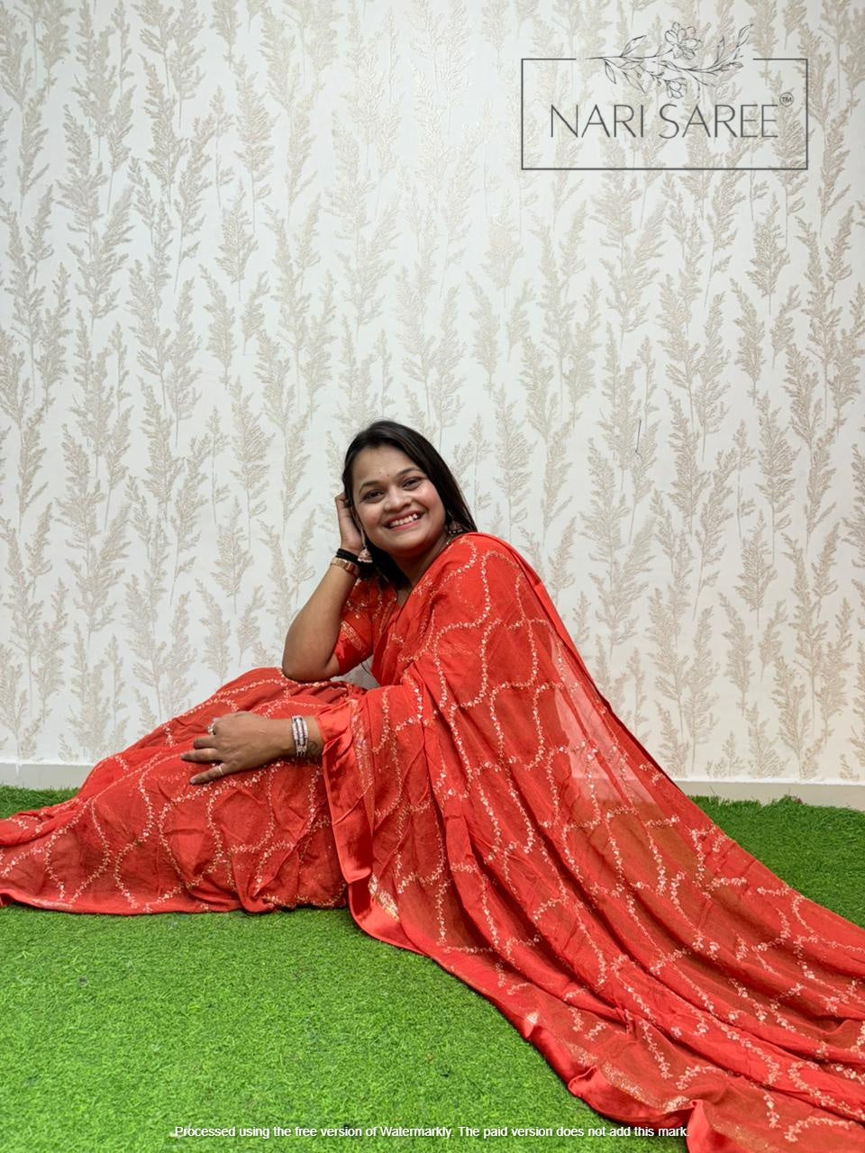 Saanvi - Orange Dream Sequin Saree