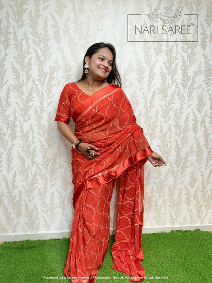 Saanvi - Orange Dream Sequin Saree