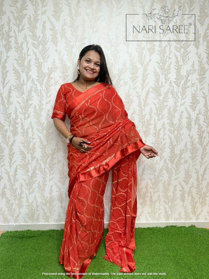 Saanvi - Orange Dream Sequin Saree