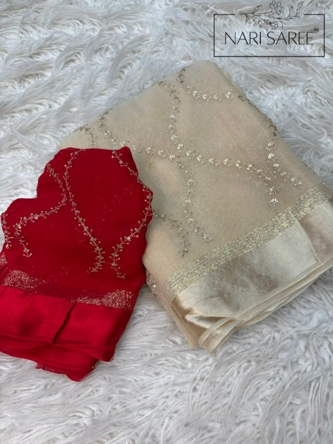 Saanvi - Beige Dream Sequin Saree