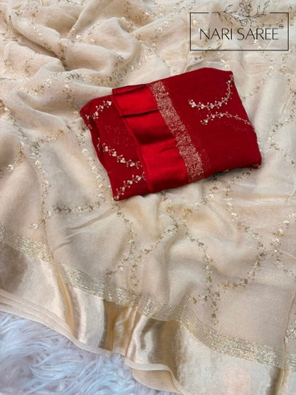 Saanvi - Beige Dream Sequin Saree