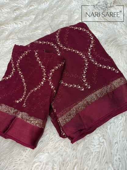 Saanvi - Megenta Sequin Saree