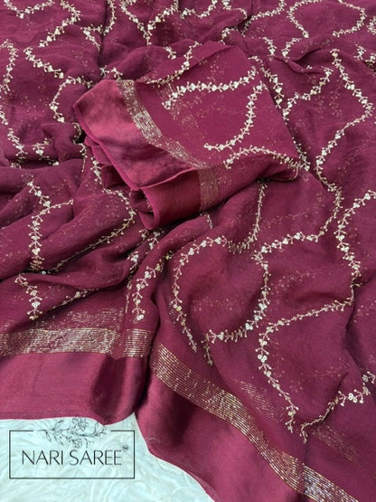 Saanvi - Megenta Sequin Saree