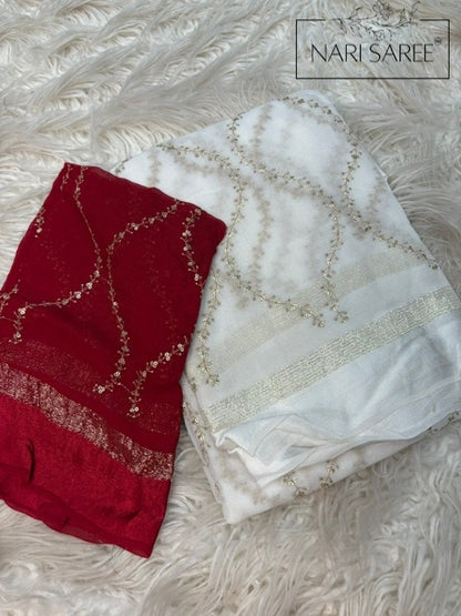 Saanvi - Off-White Dream Sequin Saree