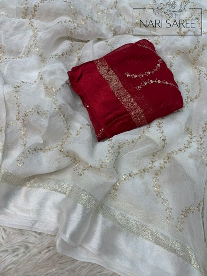 Saanvi - Off-White Dream Sequin Saree