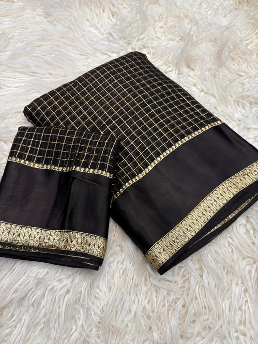 Ruby Rivaaz – Elegant Black Checked Saree