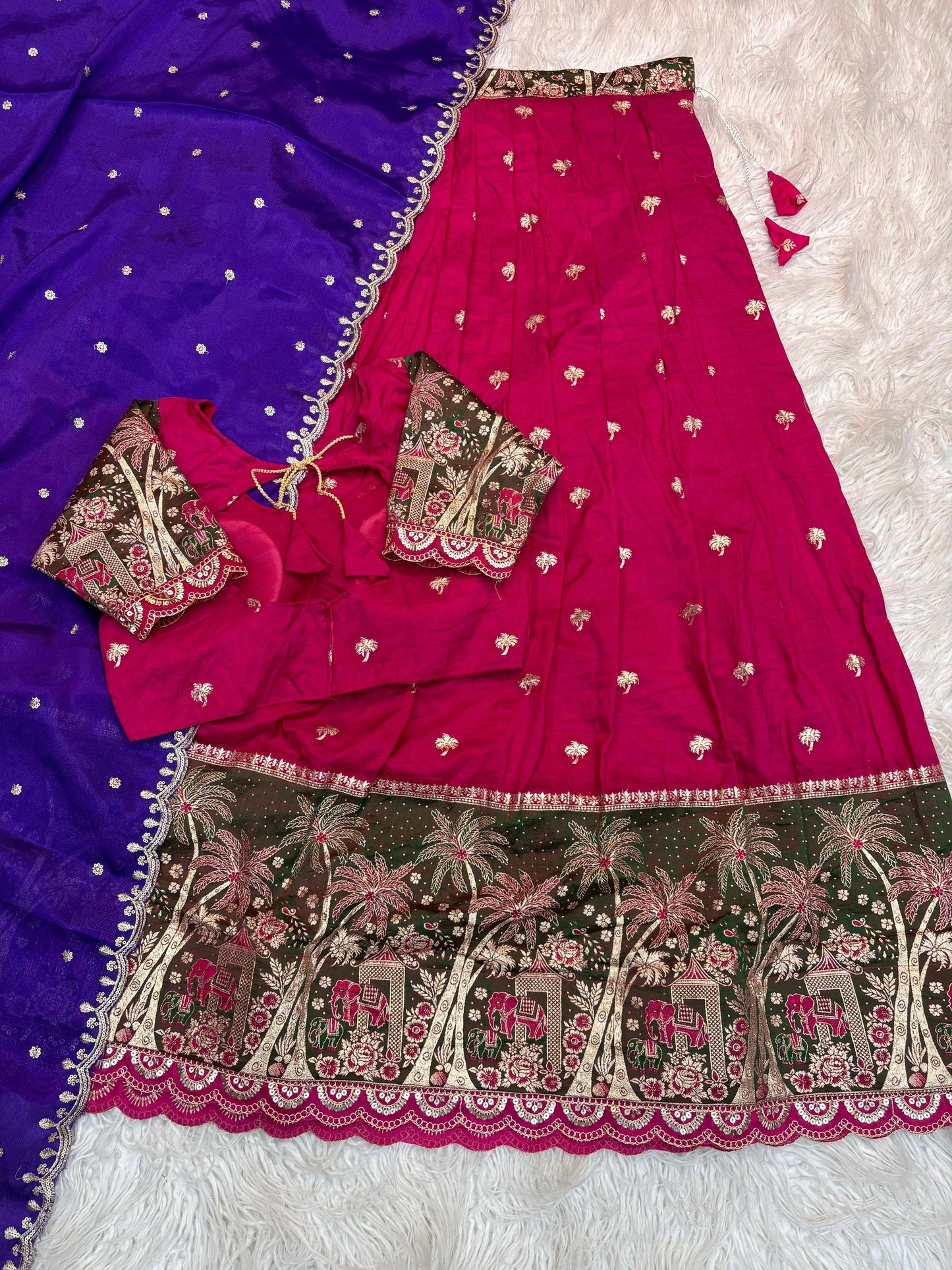 Elephant Parade Zari Weave Rani Purple Lehenga