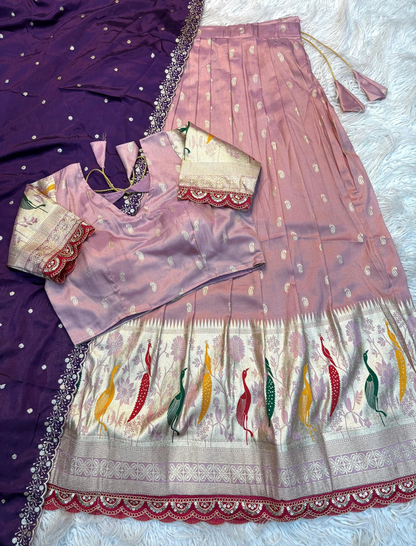 Morbagh Lavender-Purple Zari Lehenga