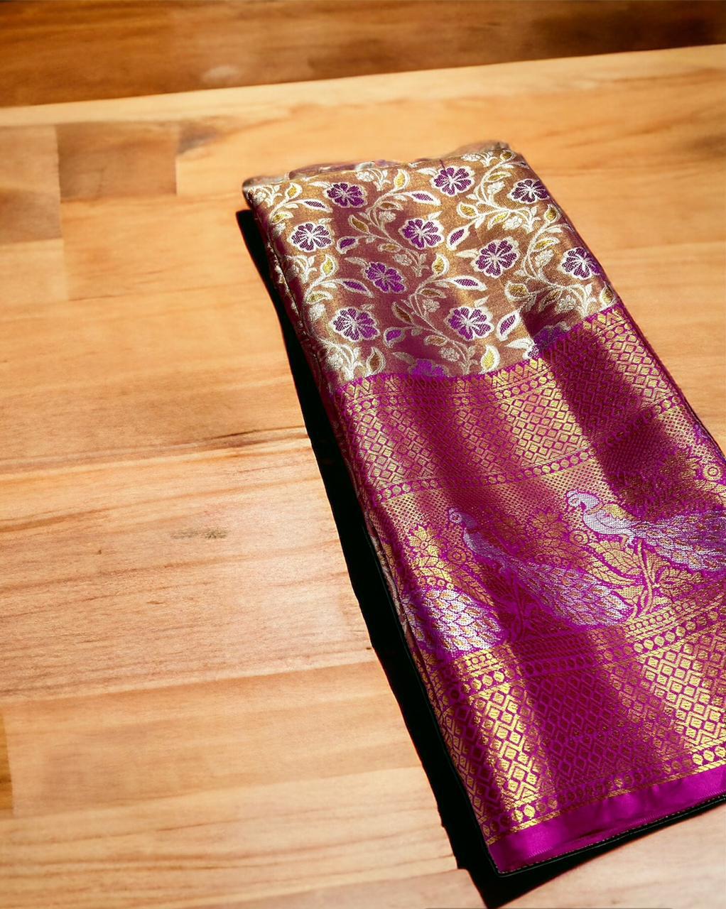 PURE PINK KANJIVARAM SILK SAREE WITH ALL OVER JACQUARD DESIGN